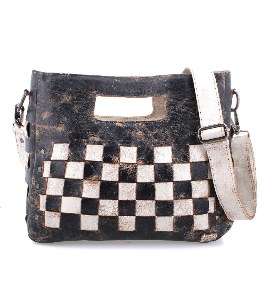 Bed Stu Keiki Leather Woven Checkered Crossbody Bag