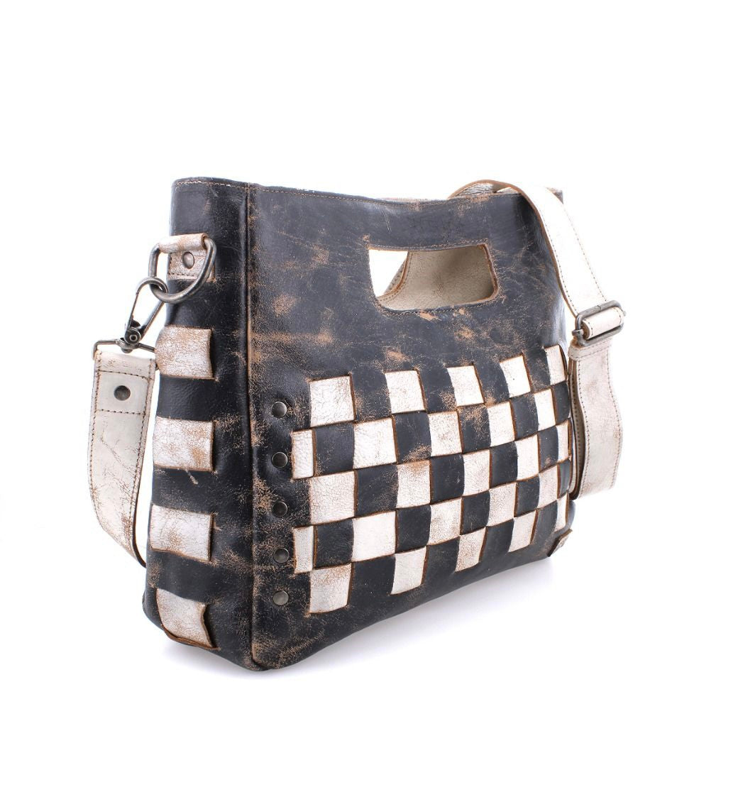 Bed Stu Keiki Leather Woven Checkered Crossbody Bag