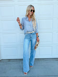Lurex Linen Stripe Shirt Button Down Top