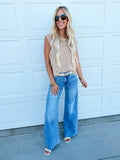 Tummy Control High Rise Ankle Palazzo Jeans