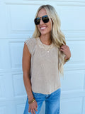Mineral Washed Raglan Sleeveless Sweater Top