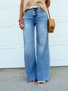 Tummy Control High Rise Ankle Palazzo Jeans