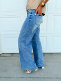 Tummy Control High Rise Ankle Palazzo Jeans