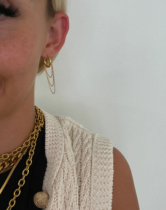 Gold Hoop Chain Earrings