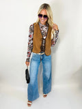 Light French Beige Fleece Tie Front Winter Vest