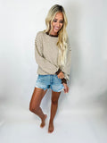Brown Stripe Drop Shoulder Long Sleeve Top