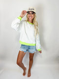 Light Grey Contrast Color Patchwork Drop Sleeve Loose Sweatshirt