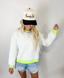 Light Grey Contrast Color Patchwork Drop Sleeve Loose Sweatshirt