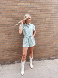 Seafoam Puff Sleeve Romper