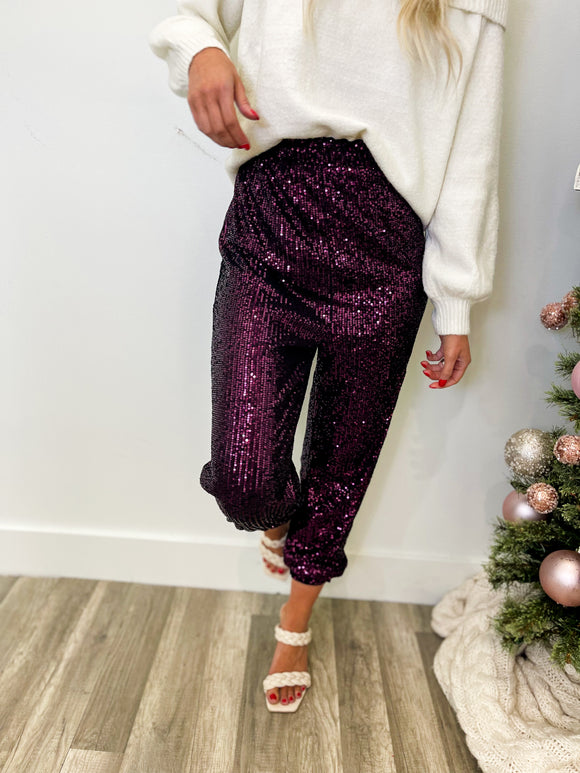 Eggplant Sequin Joggers