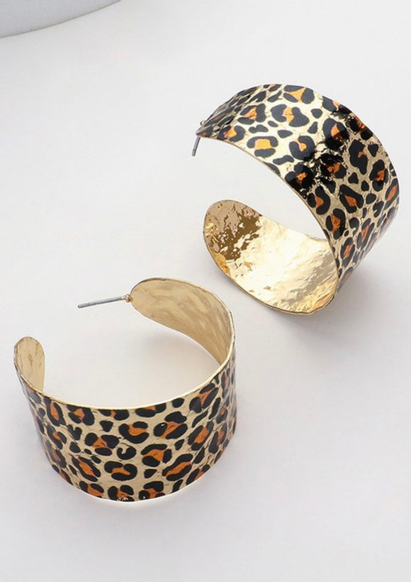 Leopard Metal Hoop Earrings