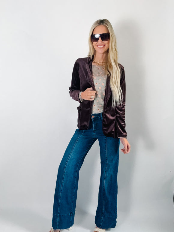 Brown Velvet Blazer Shirt