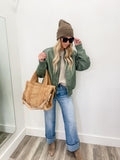 Feeling Warm Sage Bomber Jacket