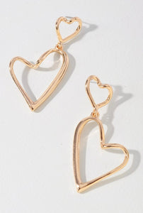 Double Heart Gold Earrings