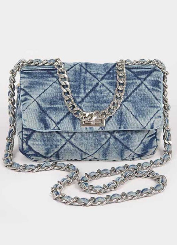 Quilted Denim Clutch