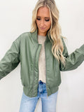 Feeling Warm Sage Bomber Jacket